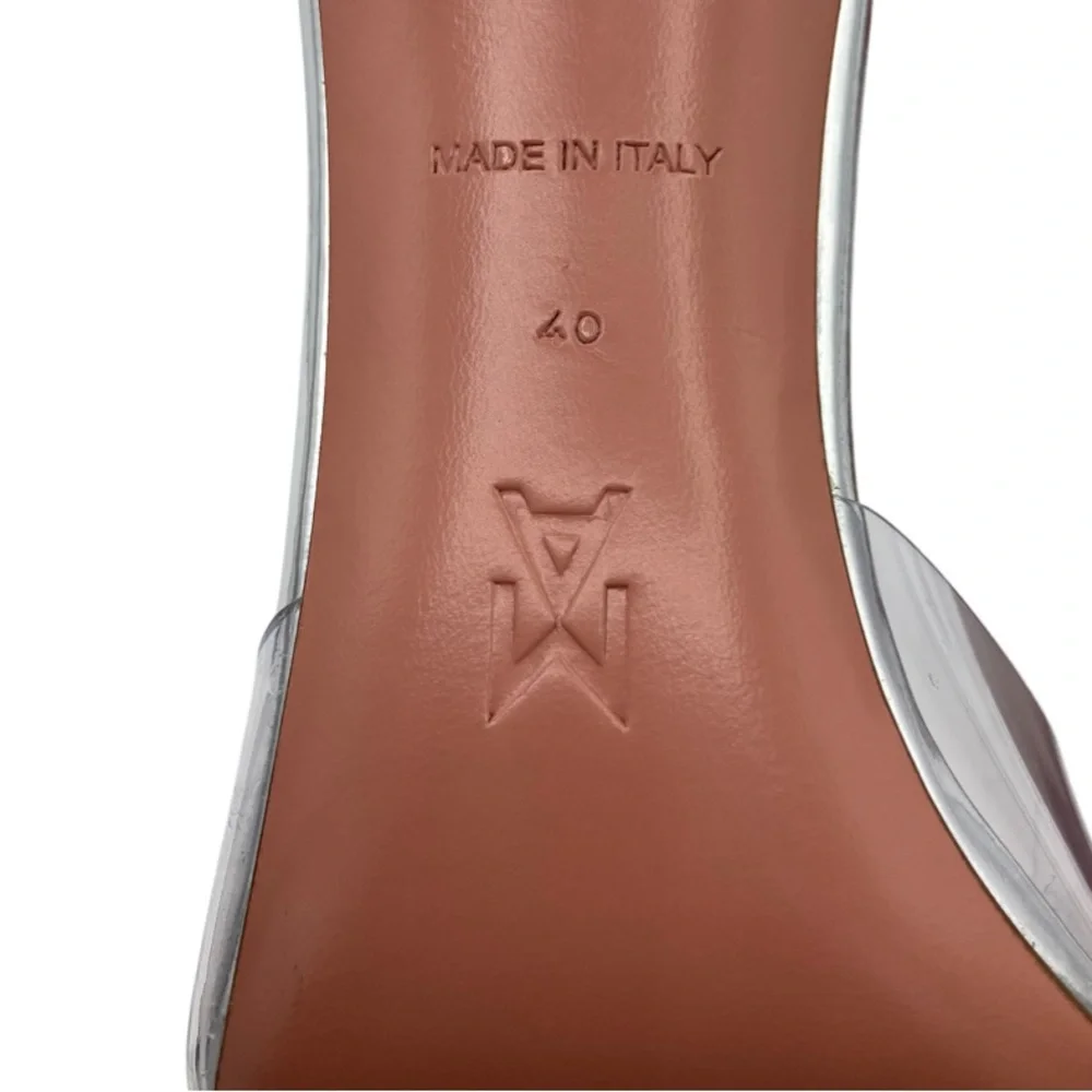 NWOB Amina Muaddi Ursina Glass Crystal-embellished PVC Pointed Toe Heels - Picture 8 of 10